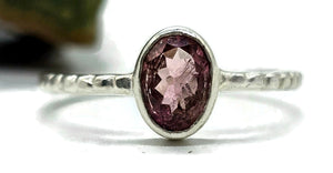 Pink Tourmaline Ring, Sterling Silver, size R 1/2, Heart Chakra, Oval Facet - GemzAustralia 