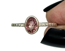 Load image into Gallery viewer, Pink Tourmaline Ring, Sterling Silver, size R 1/2, Heart Chakra, Oval Facet - GemzAustralia 