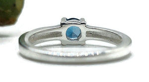 London Blue Topaz Ring, Size O, Sterling Silver, Round Faceted, December Birthstone - GemzAustralia 