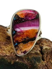 Load image into Gallery viewer, Oyster Turquoise &amp; Pink Opal Ring, Size Q, Sterling Silver, Copper Turquoise, Love Stone - GemzAustralia 