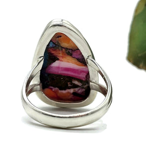 Oyster Turquoise & Pink Opal Ring, Size Q, Sterling Silver, Copper Turquoise, Love Stone - GemzAustralia 