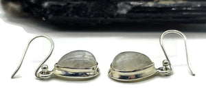 Rainbow Moonstone Earrings, Modern June Birthstone, Sterling Silver, Blue Sheen - GemzAustralia 