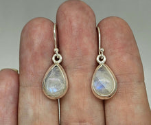 Load image into Gallery viewer, Rainbow Moonstone Earrings, Modern June Birthstone, Sterling Silver, Blue Sheen - GemzAustralia 