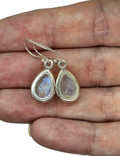 Load image into Gallery viewer, Rainbow Moonstone Earrings, Modern June Birthstone, Sterling Silver, Blue Sheen - GemzAustralia 