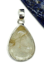 Load image into Gallery viewer, Golden Rutile Pendant, Rutilated Quartz, Sterling Silver, Pear Shaped, 34 Carats, Angel Hair - GemzAustralia 