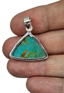 Triangle Turquoise Pendant, Sterling Silver, December Birthstone, Blue Green Turquoise - GemzAustralia 