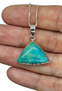 Triangle Turquoise Pendant, Sterling Silver, December Birthstone, Blue Green Turquoise - GemzAustralia 