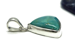 Triangle Turquoise Pendant, Sterling Silver, December Birthstone, Blue Green Turquoise - GemzAustralia 