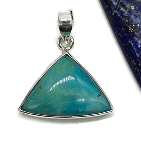 Triangle Turquoise Pendant, Sterling Silver, December Birthstone, Blue Green Turquoise - GemzAustralia 