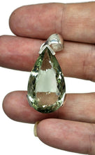 Load image into Gallery viewer, Prasiolite Pendant, Green Amethyst Gemstone, 33 carats, Sterling Silver, Pear Design - GemzAustralia 