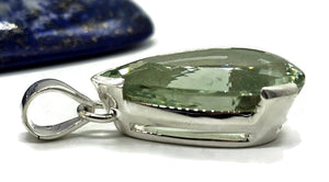 Prasiolite Pendant, Green Amethyst Gemstone, 33 carats, Sterling Silver, Pear Design - GemzAustralia 