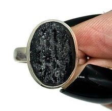 Load image into Gallery viewer, Black Tourmaline Ring, Size M, Sterling Silver, Rough Gem, October Birthstone - GemzAustralia 