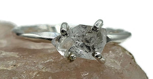 Herkimer Diamond Solitaire Ring, Size S, April Birthstone, Sterling Silver - GemzAustralia 
