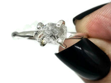 Load image into Gallery viewer, Herkimer Diamond Solitaire Ring, Size S, April Birthstone, Sterling Silver - GemzAustralia 