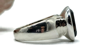 Round Smoky Quartz Ring, size L, Sterling Silver, 7 carats, Scorpio Zodiac, Grounding - GemzAustralia 