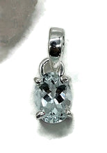 Load image into Gallery viewer, Aquamarine Pendant, March Birthstone, Sterling Silver, Faceted Oval, 2 carats - GemzAustralia 