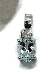 Aquamarine Pendant, March Birthstone, Sterling Silver, Faceted Oval, 2 carats - GemzAustralia 