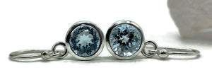 Round Blue Topaz Earrings, 6.2 carats, Sterling Silver, December Birthstone - GemzAustralia 