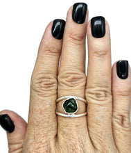 Load image into Gallery viewer, Chrome Diopside Ring, Size R, Siberian Emerald, Sterling Silver, Raw Gem, Holds Mysteries - GemzAustralia 