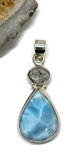 Larimar & Herkimer Diamond Pendant, Dolphin Stone, Stone of Atlantis, Sterling Silver - GemzAustralia 