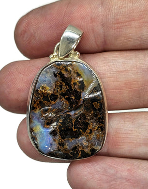 Australian Boulder Opal Pendant, Solid Opal, Australian Opal, Sterling Silver - GemzAustralia 