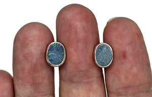 Australian Opal Studs, Sterling Silver, Blue, Green, Pink Opal Doublets, Lucky Gemstone - GemzAustralia 
