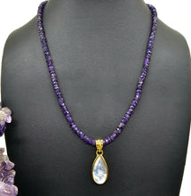 Load image into Gallery viewer, Amethyst Beaded Necklace, Sterling Silver, 47cm - 51cm, February Birthstone - GemzAustralia 