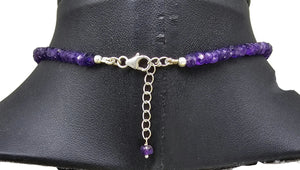 Amethyst Beaded Necklace, Sterling Silver, 47cm - 51cm, February Birthstone - GemzAustralia 