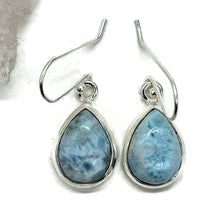 Load image into Gallery viewer, Larimar Earrings, Dolphin Stone, Stone of Atlantis, Sterling Silver, Pear Shaped - GemzAustralia 