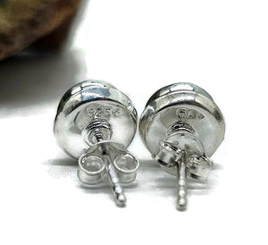 Prasiolite Stud Earrings, Round Shaped, Sterling Silver, 3.8 Carats, Birthstone studs - GemzAustralia 