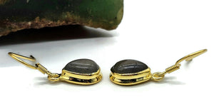 Gold Labradorite Earrings, Gold Plated Sterling Silver, Purple Labradorite, Genuine - GemzAustralia 