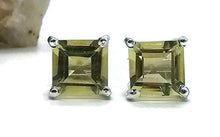 Load image into Gallery viewer, Lemon Quartz Studs, 11.6 carats, Sterling Silver, Square Shaped Earrings, Emerald Faceted - GemzAustralia 