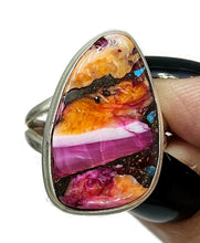 Load image into Gallery viewer, Oyster Turquoise &amp; Pink Opal Ring, Size Q, Sterling Silver, Copper Turquoise, Love Stone - GemzAustralia 