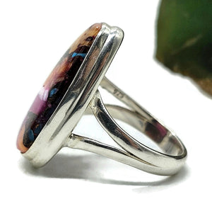 Oyster Turquoise & Pink Opal Ring, Size Q, Sterling Silver, Copper Turquoise, Love Stone - GemzAustralia 