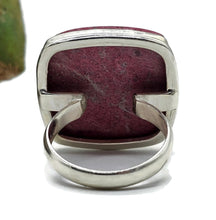 Load image into Gallery viewer, Square Thulite Ring, size T 1/2, Sterling Silver, Vibrant Pink Gemstone, Pink Zoisite - GemzAustralia 