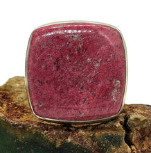 Load image into Gallery viewer, Square Thulite Ring, size T 1/2, Sterling Silver, Vibrant Pink Gemstone, Pink Zoisite - GemzAustralia 