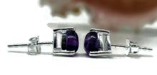 Load image into Gallery viewer, Amethyst Studs, Sterling Silver, Triangle Cabochons, Solitaire studs, Prong Set Earrings - GemzAustralia 