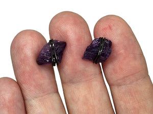 Raw Amethyst Studs, Oxidized Sterling Silver, February Birthstone, Rough Amethyst - GemzAustralia 