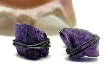 Load image into Gallery viewer, Raw Amethyst Studs, Oxidized Sterling Silver, February Birthstone, Rough Amethyst - GemzAustralia 