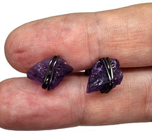 Load image into Gallery viewer, Raw Amethyst Studs, Oxidized Sterling Silver, February Birthstone, Rough Amethyst - GemzAustralia 