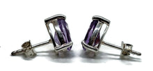 Load image into Gallery viewer, Teardrop Amethyst Studs, 5.5 carats, Sterling Silver, Pear Faceted, Solitaire studs - GemzAustralia 