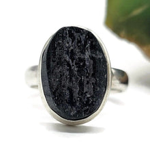 Load image into Gallery viewer, Black Tourmaline Ring, Size M, Sterling Silver, Rough Gem, October Birthstone - GemzAustralia 