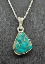 Load image into Gallery viewer, Raw Tibetan Turquoise Pendant, Sterling Silver, Protection Stone, Love Rock - GemzAustralia 