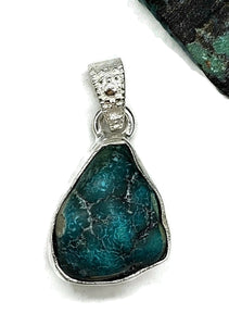 Raw Tibetan Turquoise Pendant, Sterling Silver, Protection Stone, Love Rock - GemzAustralia 
