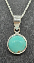 Load image into Gallery viewer, Round Turquoise Pendant, Sterling Silver, December Birthstone, Blue Turquoise - GemzAustralia 