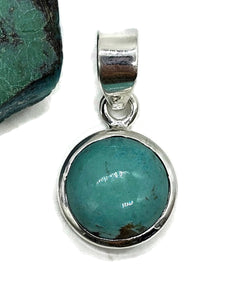 Round Turquoise Pendant, Sterling Silver, December Birthstone, Blue Turquoise - GemzAustralia 