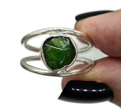 Chrome Diopside Ring, Size R, Siberian Emerald, Sterling Silver, Raw Gem, Holds Mysteries - GemzAustralia 