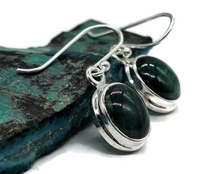 Cabochon Emerald Earrings, May Birthstone, Sterling Silver, Oval Shaped - GemzAustralia 