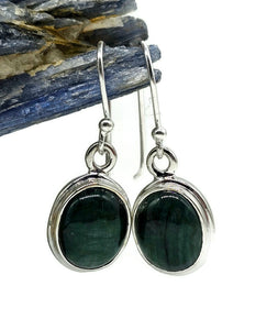 Cabochon Emerald Earrings, May Birthstone, Sterling Silver, Oval Shaped - GemzAustralia 