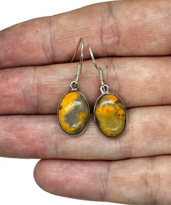 Bumblebee Jasper Earrings, Sterling Silver, Eclipse Jasper, Oval Shape - GemzAustralia 